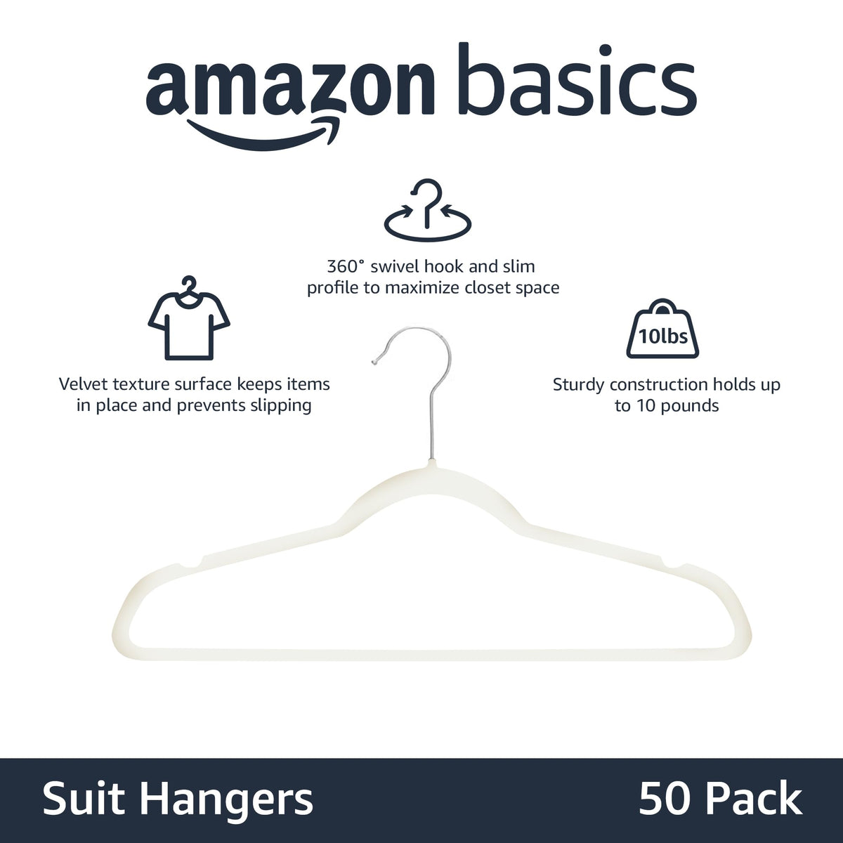 Amazon Basics Slim Velvet Clothes Hangers 50-Pack