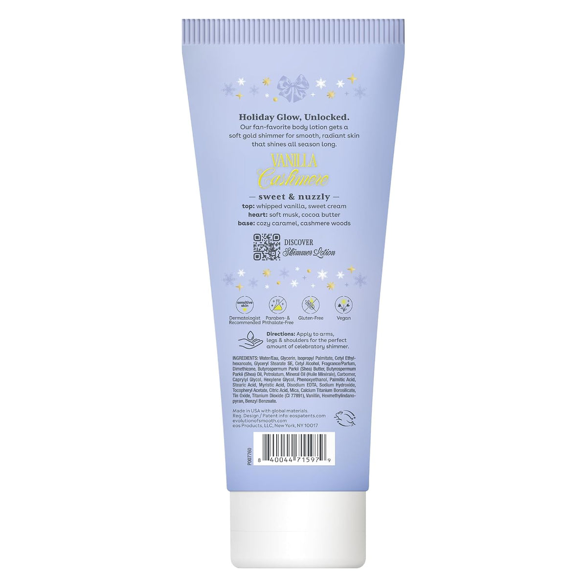 eos Shea Better Body Lotion- Vanilla Cashmere, 24-Hour Moisture, 16 fl oz