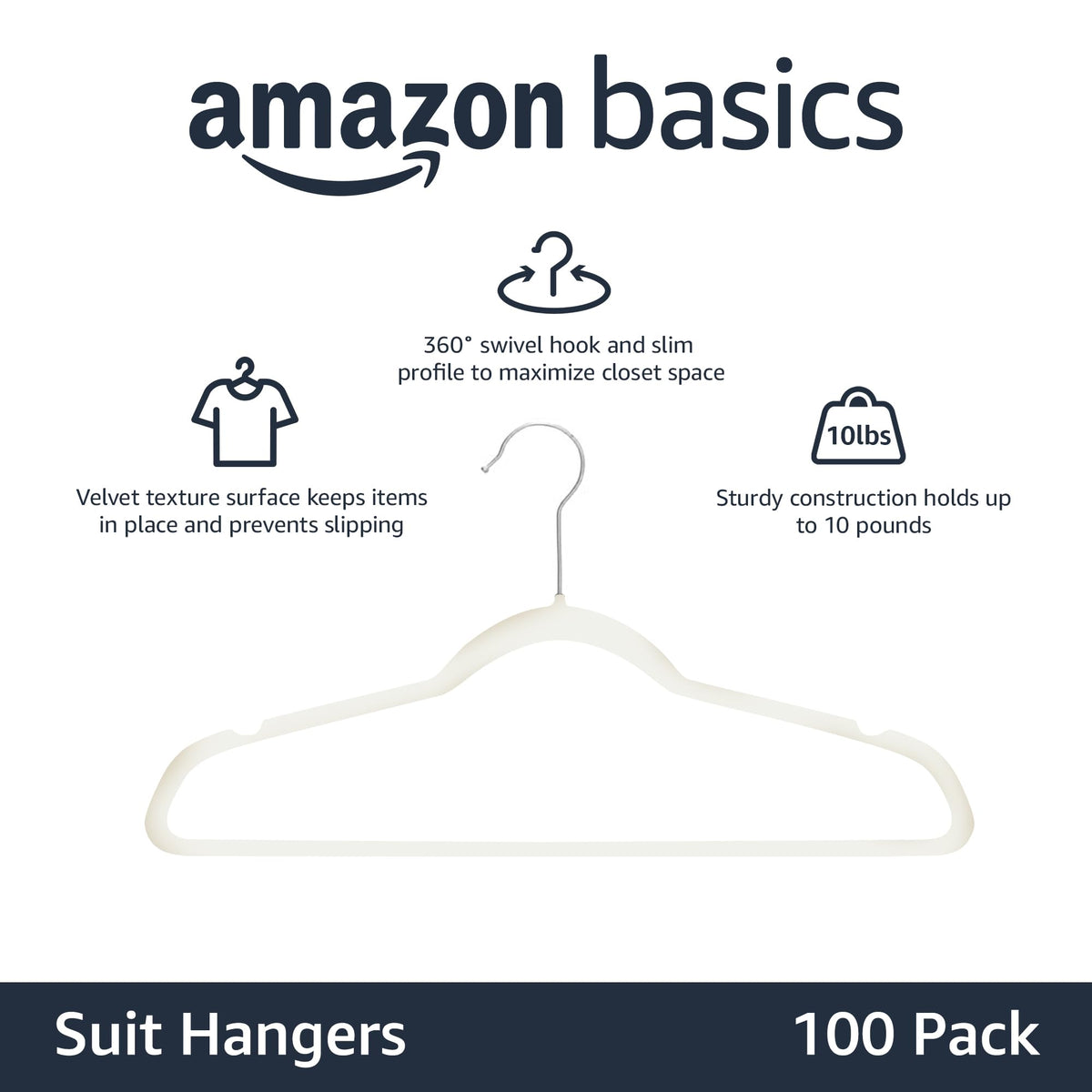 Amazon Basics Slim Velvet Clothes Hangers 50-Pack