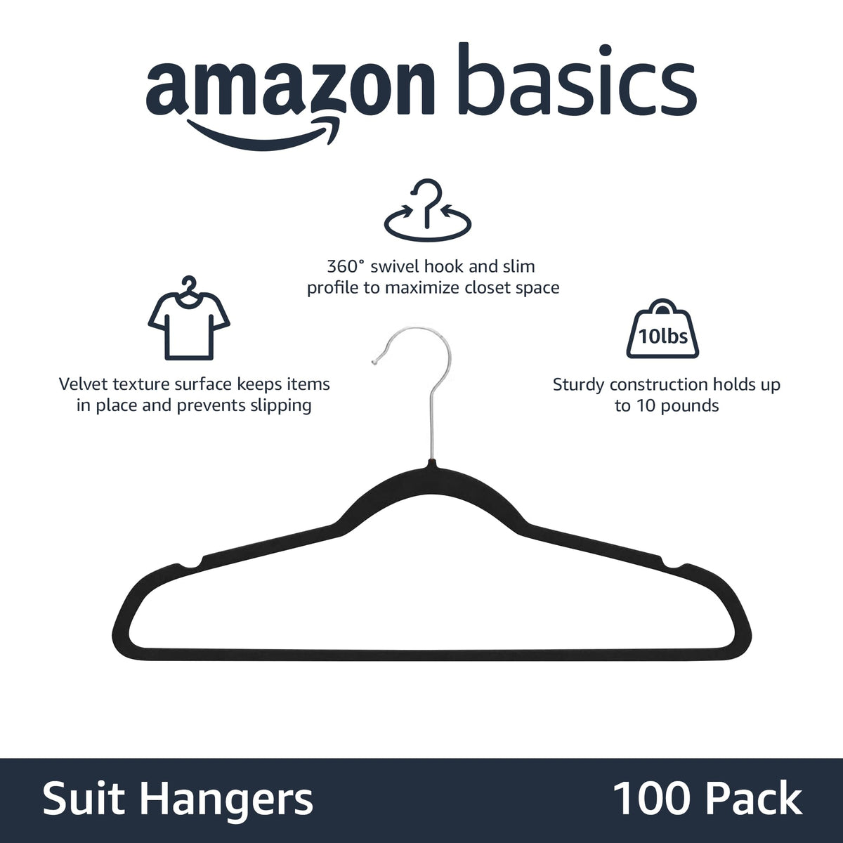Amazon Basics Slim Velvet Clothes Hangers 50-Pack