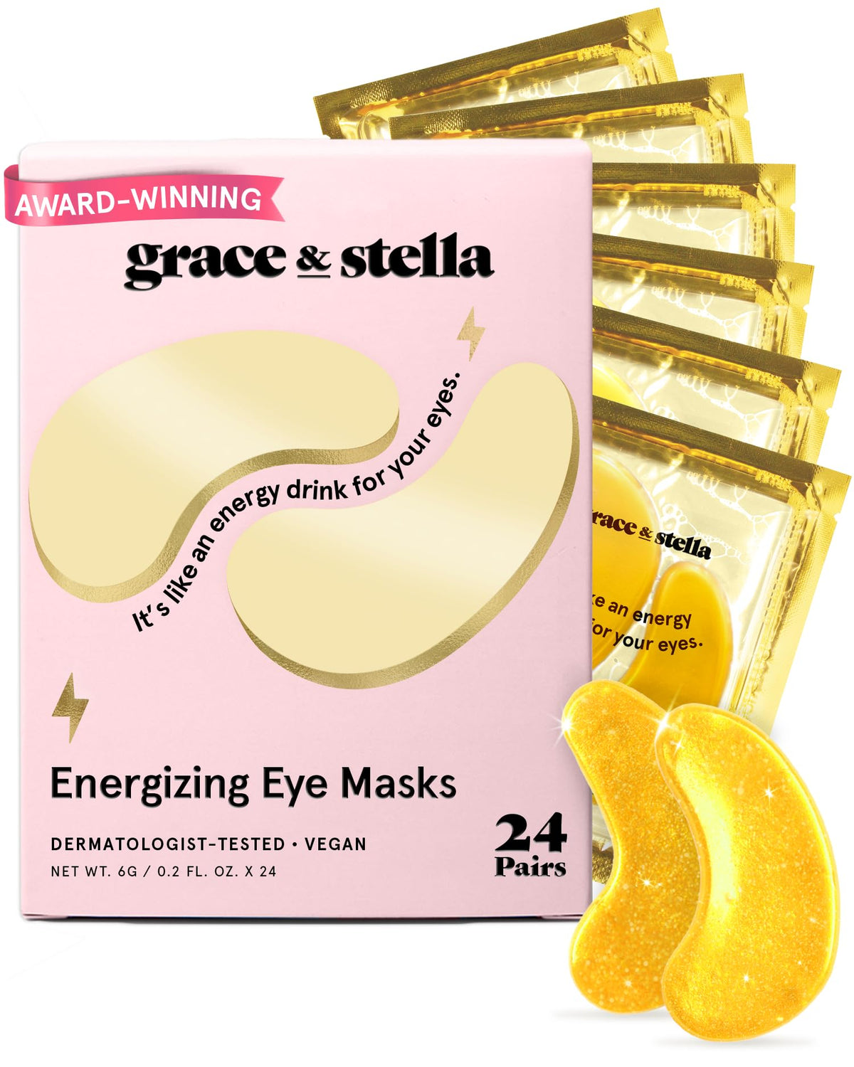 grace & stella Award Winning Under Eye Mask Reduce Dark Circles, Puffy Eyes, Undereye Bags, Wrinkles, Gel Under Eye Patches, New Mom Gifts - Vegan Self Care (48 Pairs, Blue)