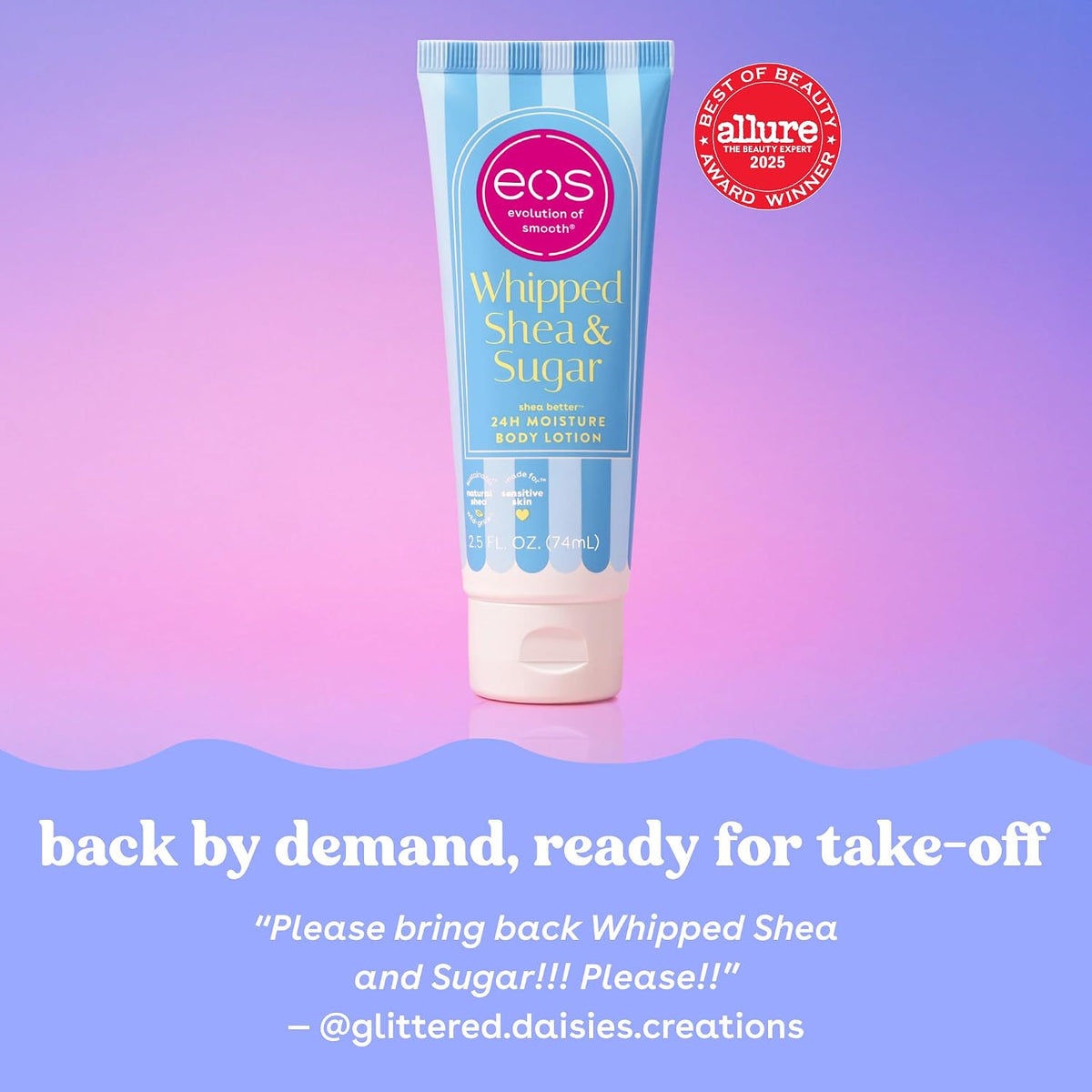 eos Shea Better Body Lotion- Vanilla Cashmere, 24-Hour Moisture, 16 fl oz