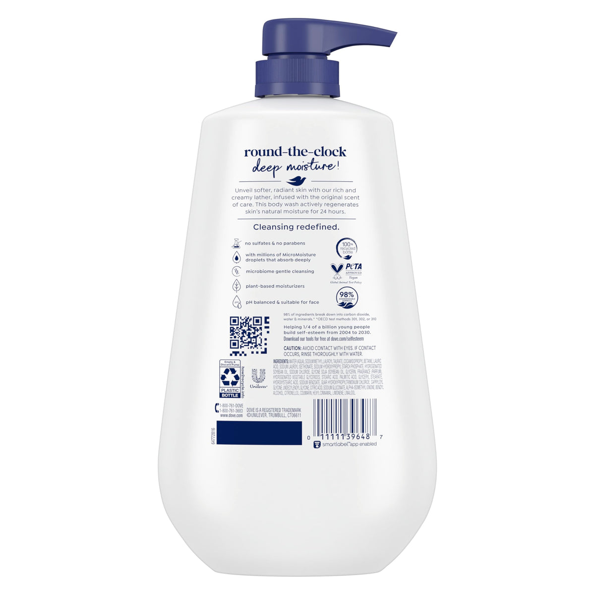 Dove Body Wash with Pump with Skin Natural Nourishers Instantly Soft Skin and Lasting Nourishment Deep Moisture Cleanser Effectively Washes Away Bacteria While Nourishing Your Skin 30.6 oz (Pack of 3)