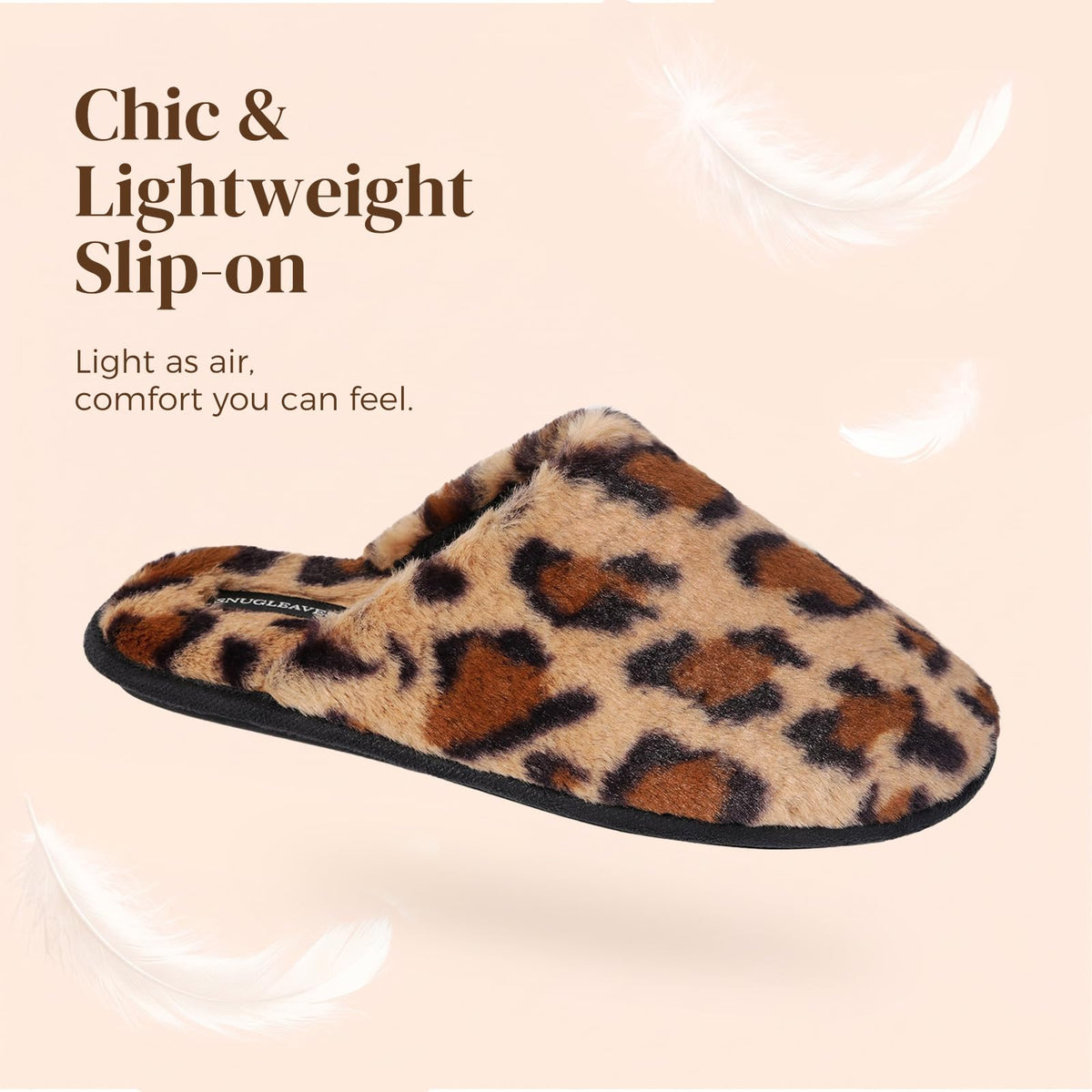 Snug Leaves Women's Fuzzy Scuff Slippers Memory Foam Non-slip House Shoes