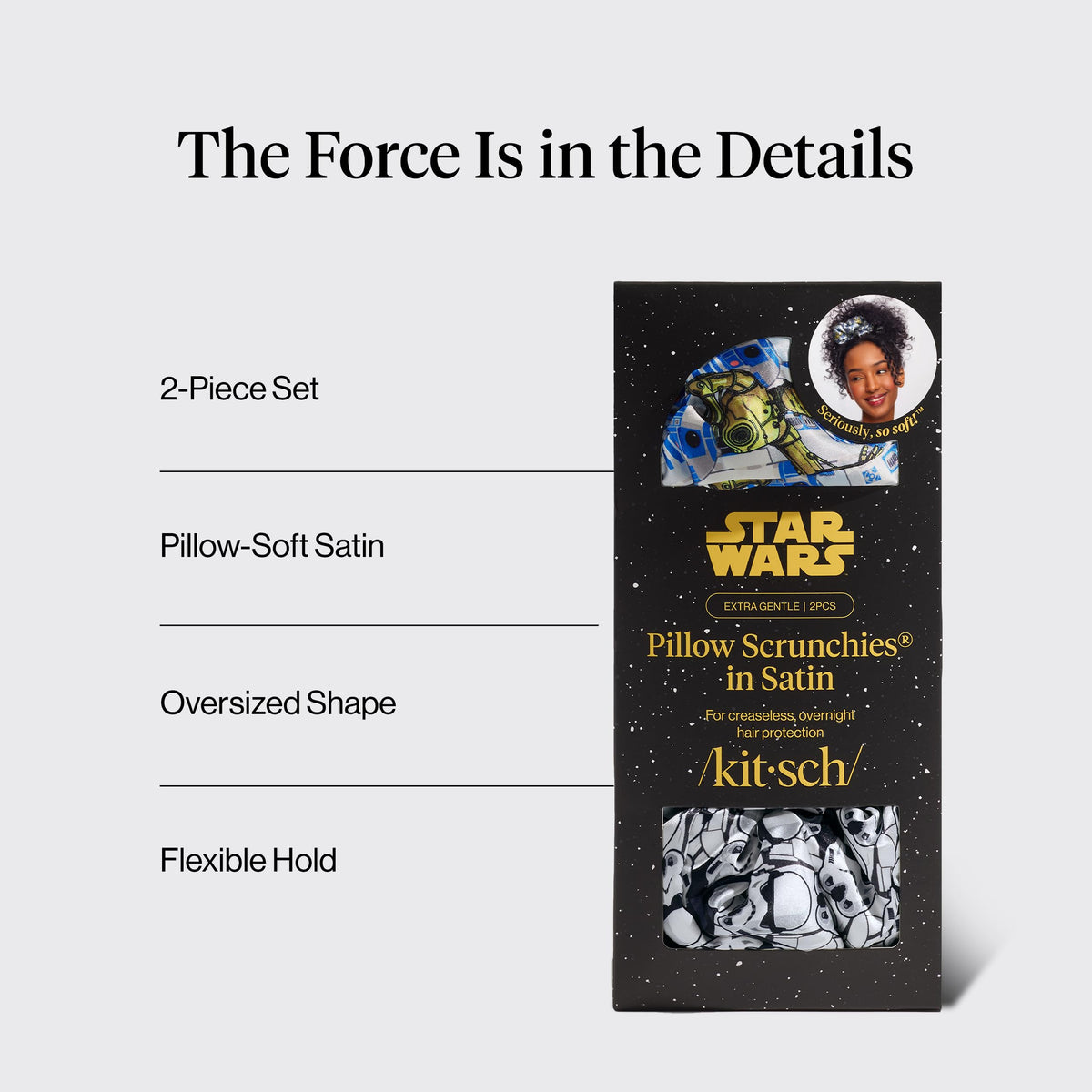 Kitsch Ultra-Petite Satin Scrunchies for Women - Eucalyptus, 6pcs