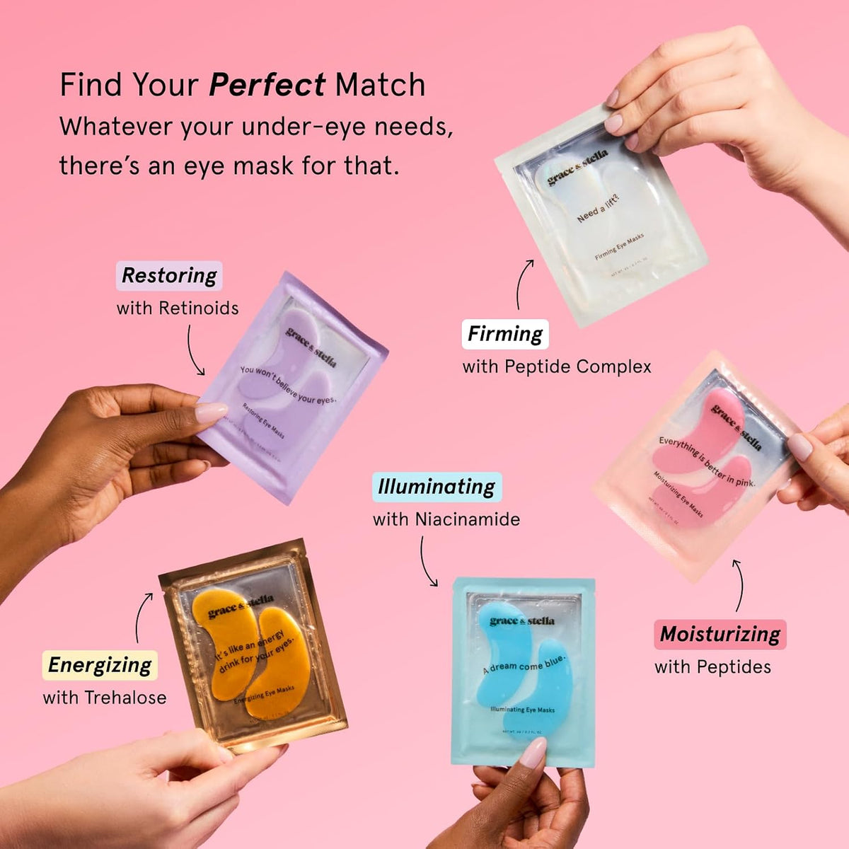 grace & stella Award Winning Under Eye Mask Reduce Dark Circles, Puffy Eyes, Undereye Bags, Wrinkles, Gel Under Eye Patches, New Mom Gifts - Vegan Self Care (48 Pairs, Blue)