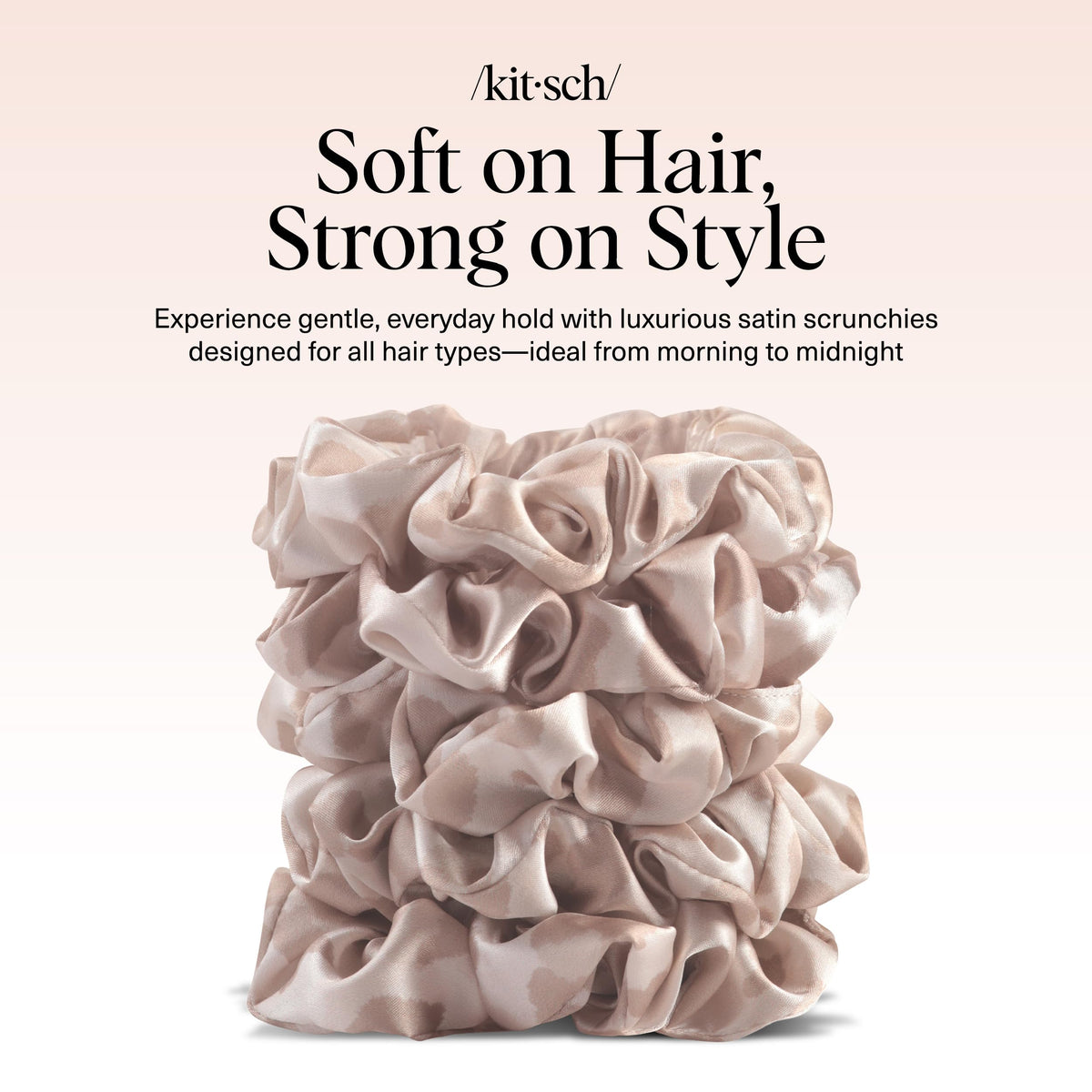 Kitsch Ultra-Petite Satin Scrunchies for Women - Eucalyptus, 6pcs