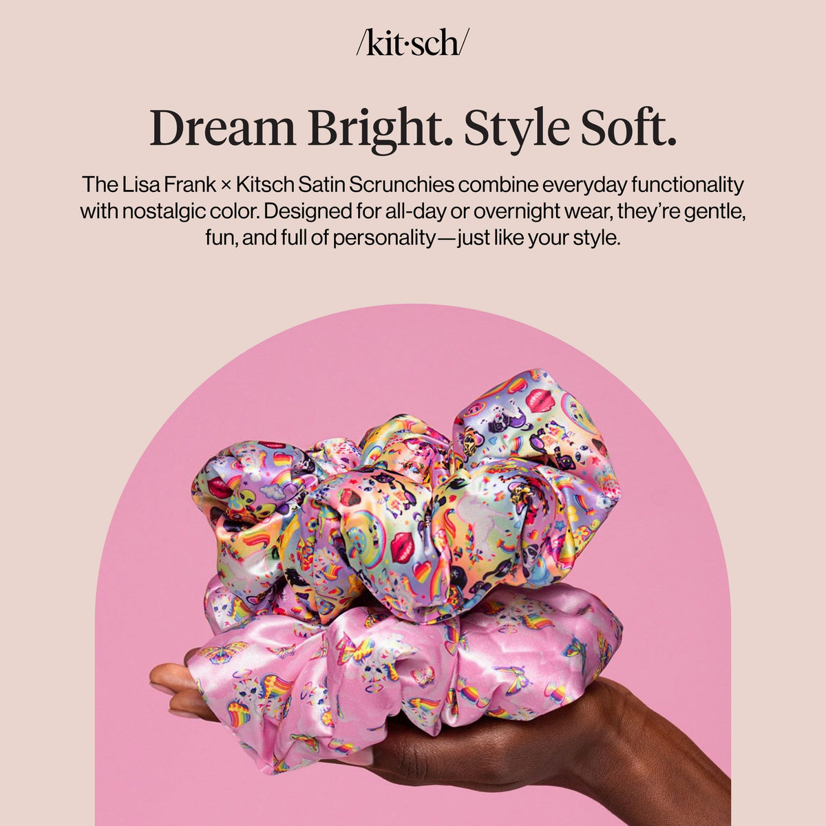 Kitsch Ultra-Petite Satin Scrunchies for Women - Eucalyptus, 6pcs