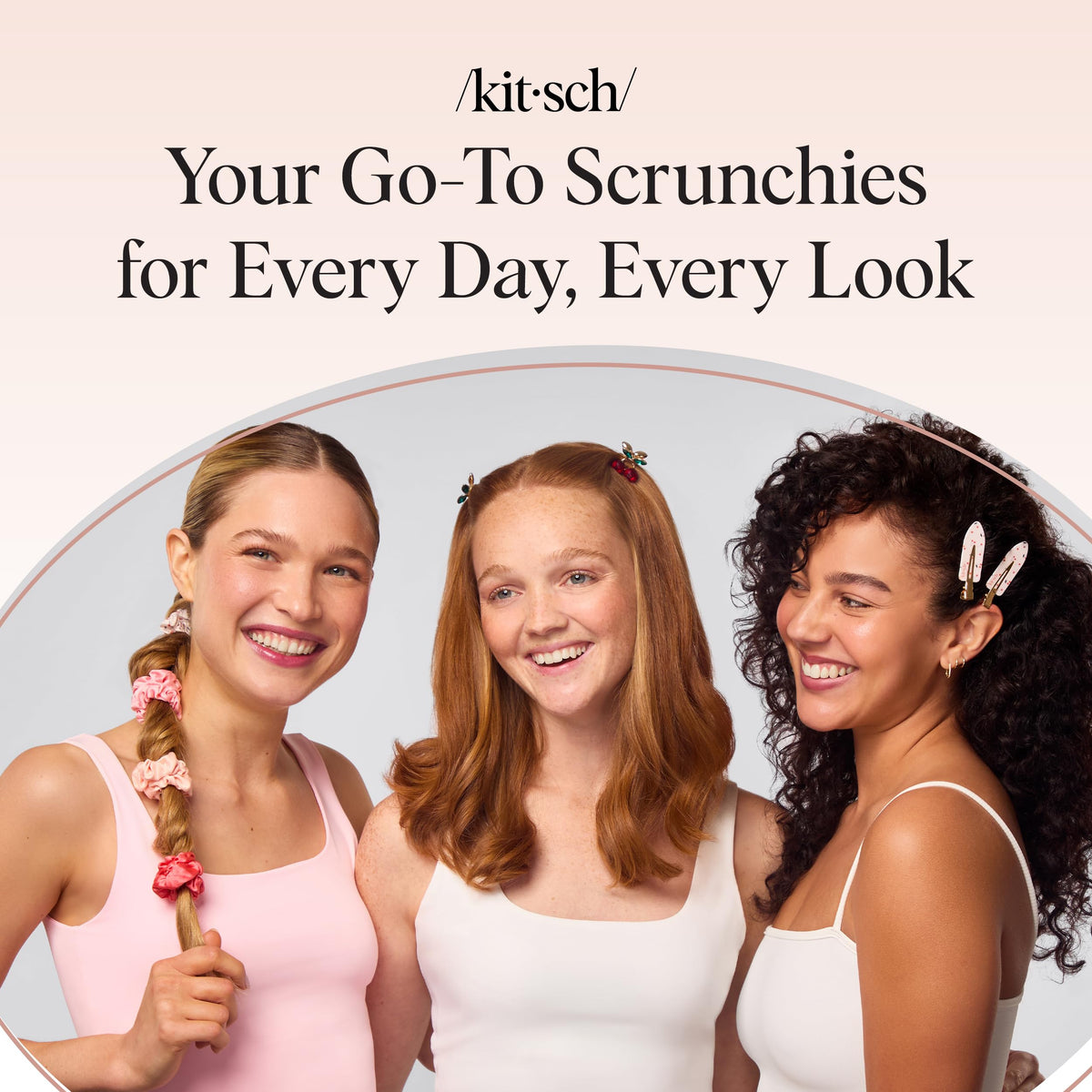 Kitsch Ultra-Petite Satin Scrunchies for Women - Eucalyptus, 6pcs