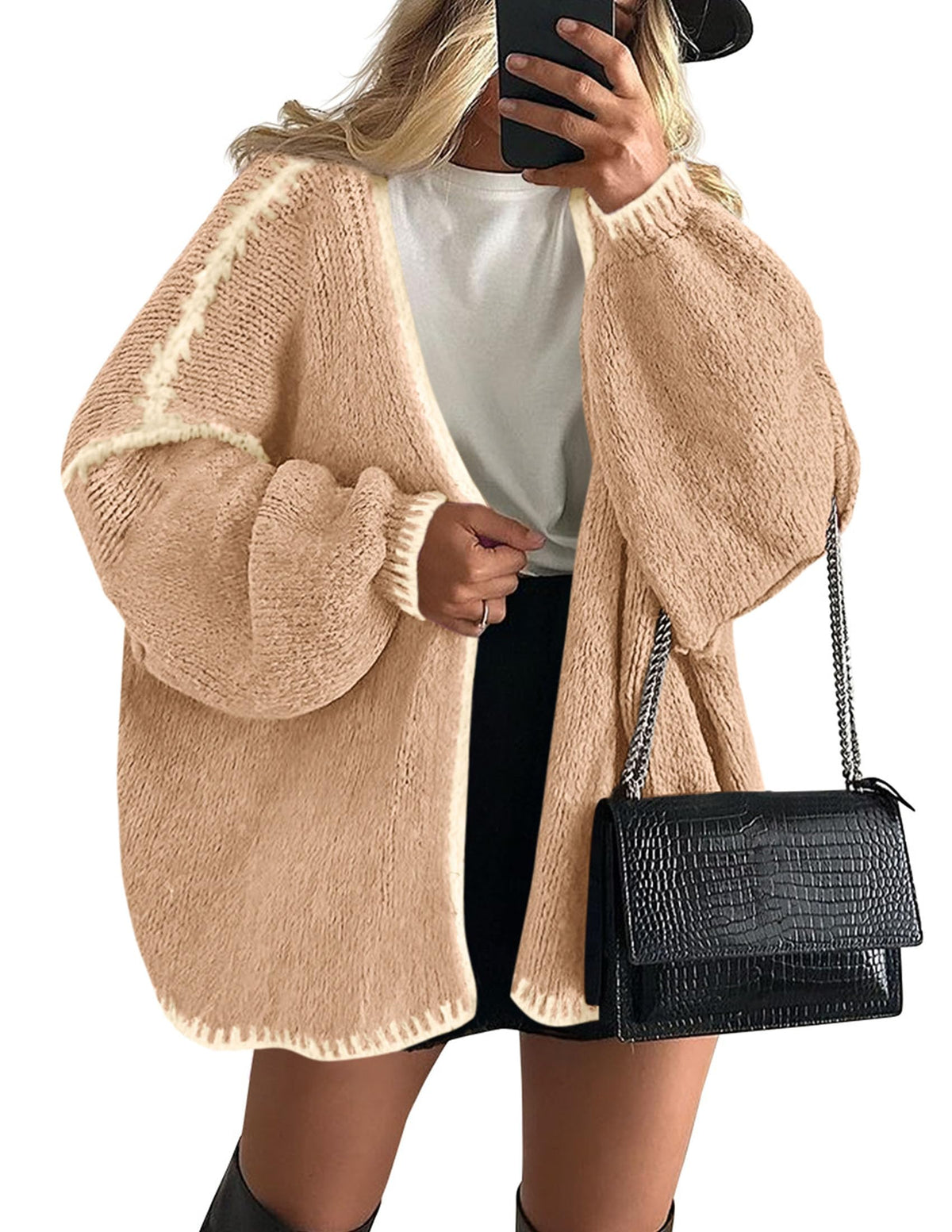 PRETTYGARDEN Women's Oversized Open-Front Cardigan