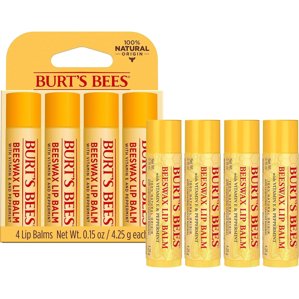 Burt's Bees 100% Natural Moisturizing Lip Balm (Original Beeswax)
