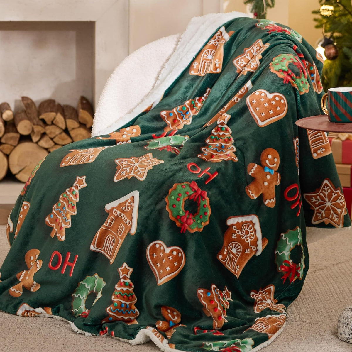 Bedsure Christmas Sherpa Throw Blanket – 50 × 60 in