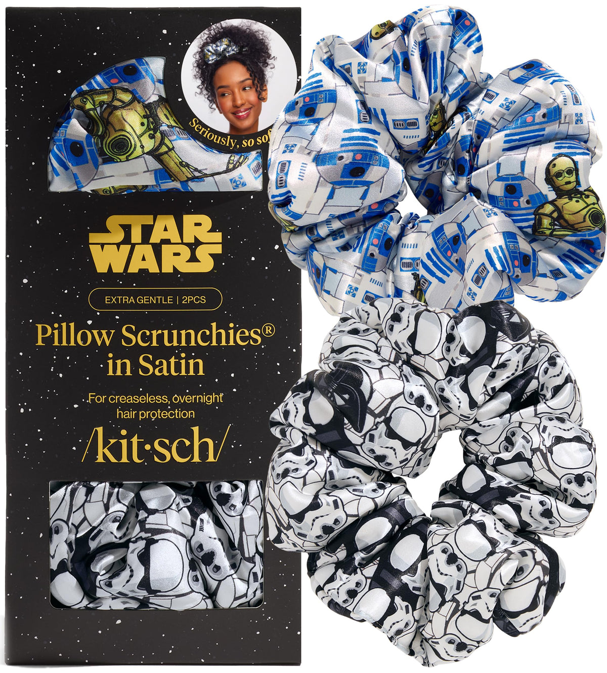 Kitsch Ultra-Petite Satin Scrunchies for Women - Eucalyptus, 6pcs