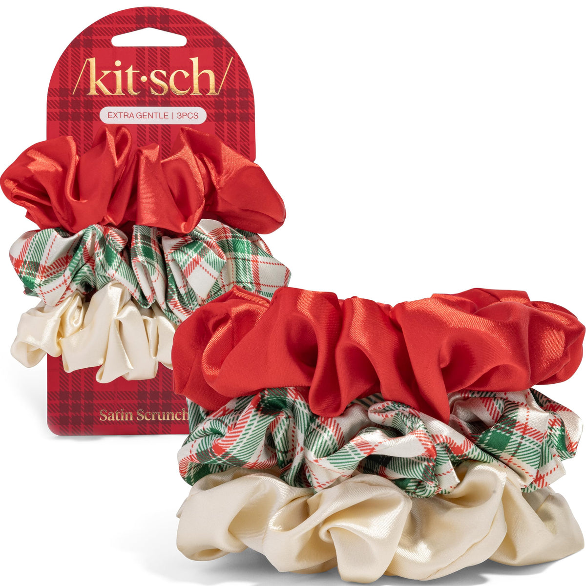 Kitsch Ultra-Petite Satin Scrunchies for Women - Eucalyptus, 6pcs