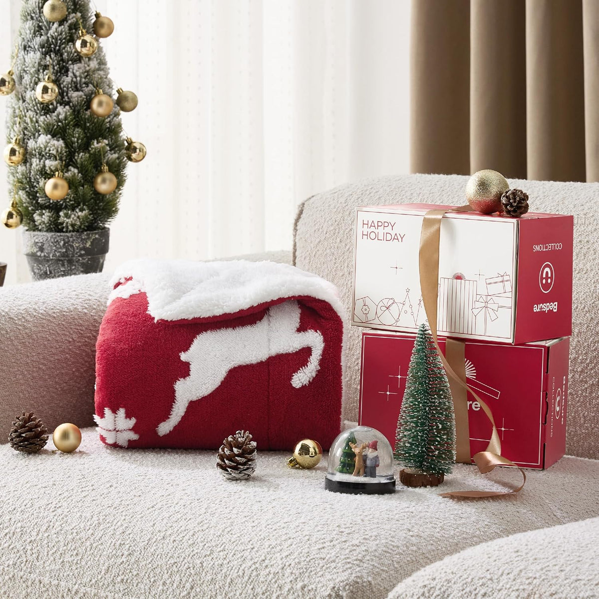 Bedsure Christmas Sherpa Throw Blanket – 50 × 60 in